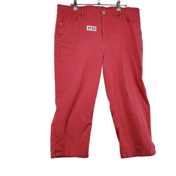 Gloria Vanderbilt Jordyn Jeans Women's Straight Leg 5-Pocket Capris Pink 14 - Picture 8 of 11